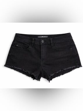 🖤 KanCan Black Cutoff Denim Shorts Frayed Raw Hem Stretch Low Rise Size 9/28